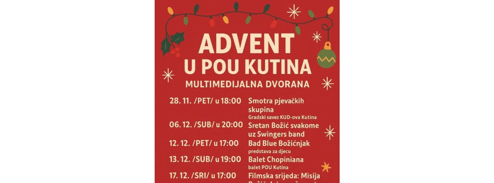 NAJAVA - Advent 2025. u POU Kutina: mjesec vrhunske glazbe, kazališta, filma i plesa u Multimedijalnoj dvorani